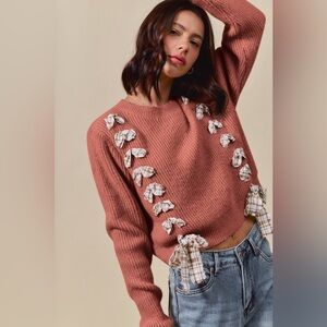 SO ME Tape Lace Up Ribbed Sweater🆕